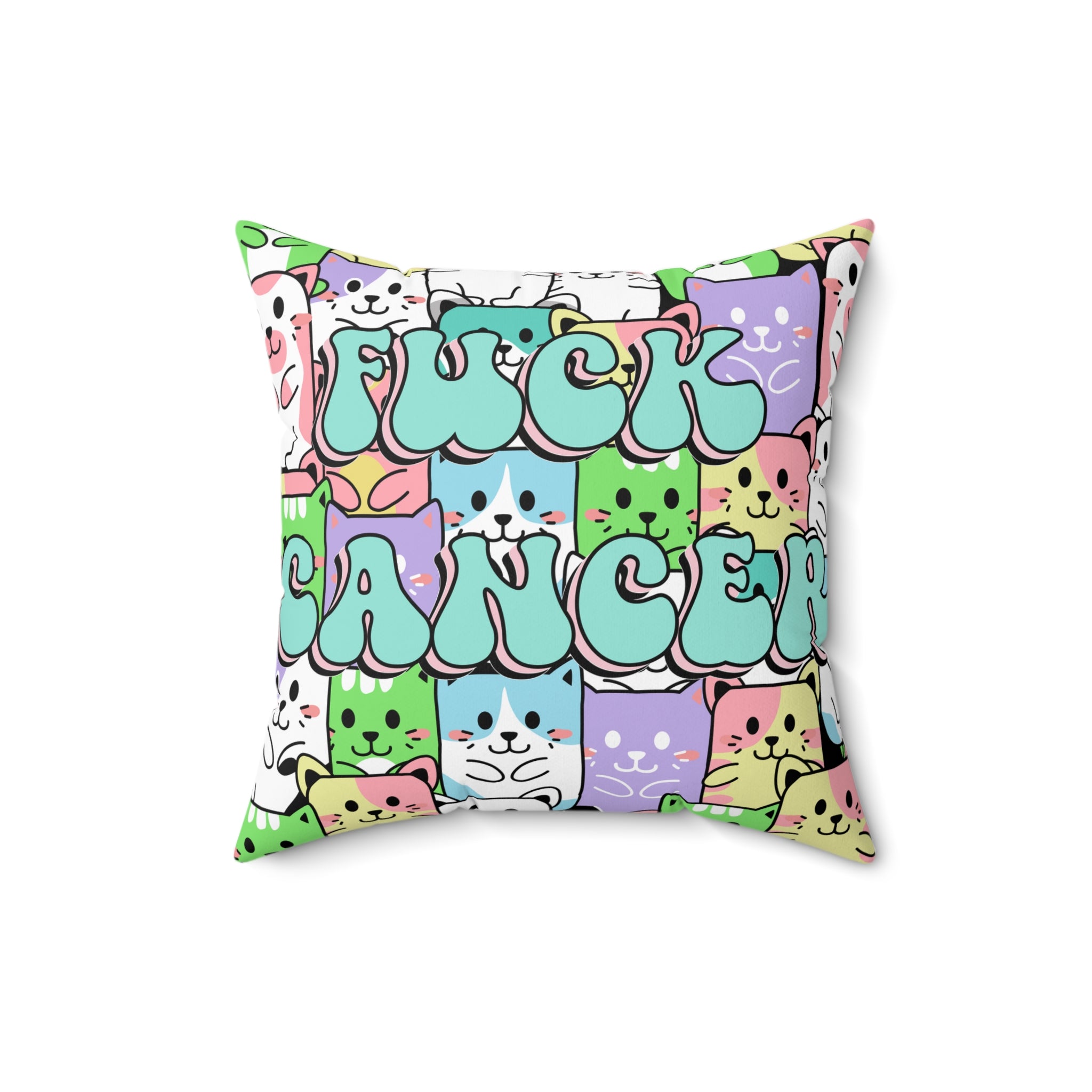 Cats Hate Cancer Square Pillow