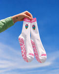 WHITE + PINK GRIPPY SOCKS BASICS